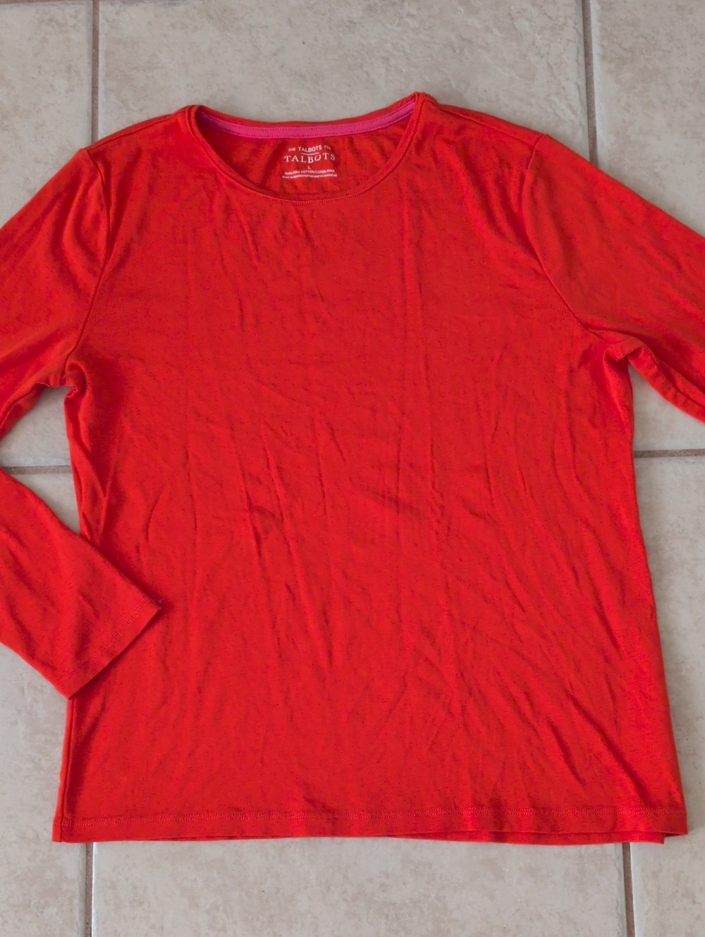 Talbots The Talbots Tee Orange Long Sleeve Size Large